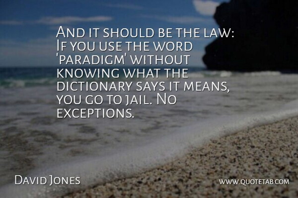 David Jones Quote About American Writer, Dictionary, Knowing, Law, Says: And It Should Be The...