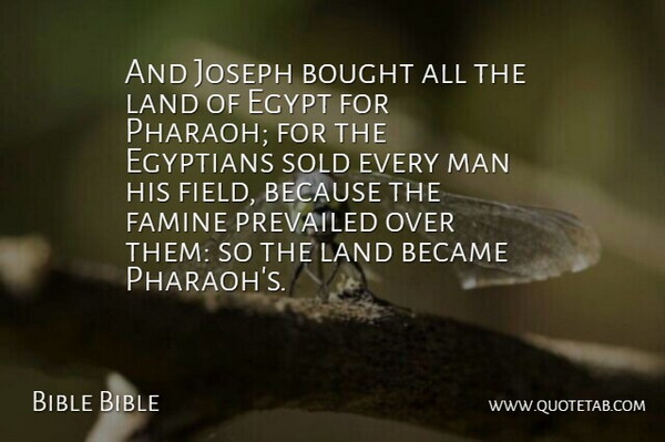 Bible Bible Quote About Became, Bought, Egypt, Egyptians, Famine: And Joseph Bought All The...