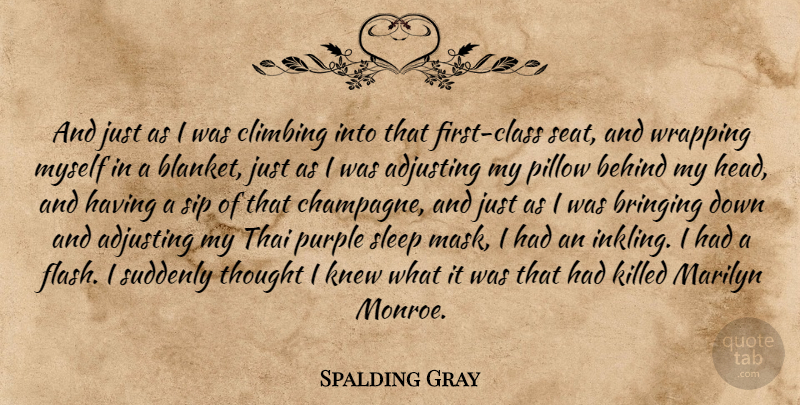 Spalding Gray Quote About Sleep, Climbing, Class: And Just As I Was...