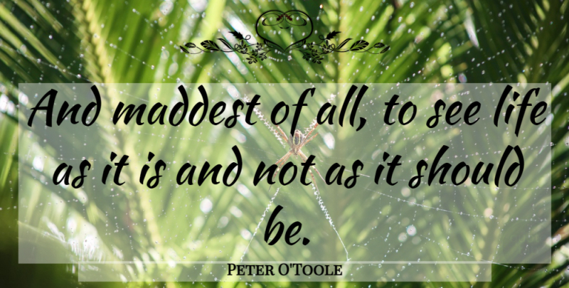 Peter O'Toole Quote About Dream, Hope, Vision: And Maddest Of All To...