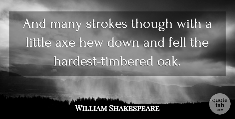 William Shakespeare Quote About Axe, Fell, Strokes, Though: And Many Strokes Though With...