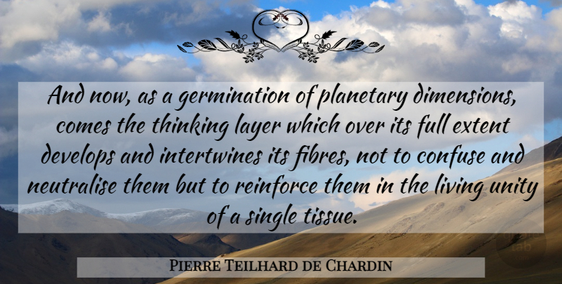 Pierre Teilhard de Chardin Quote About Thinking, Unity, Layers: And Now As A Germination...
