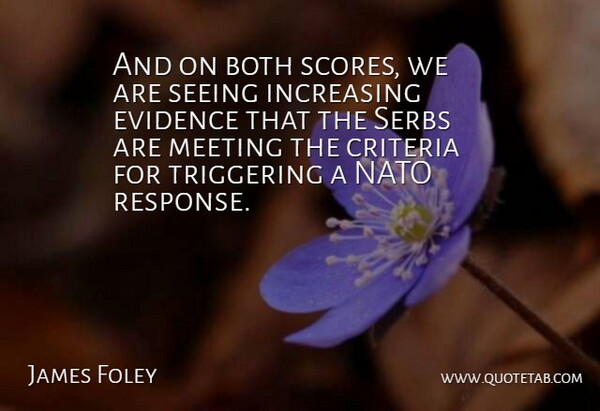 James Foley Quote About Both, Criteria, Evidence, Increasing, Meeting: And On Both Scores We...