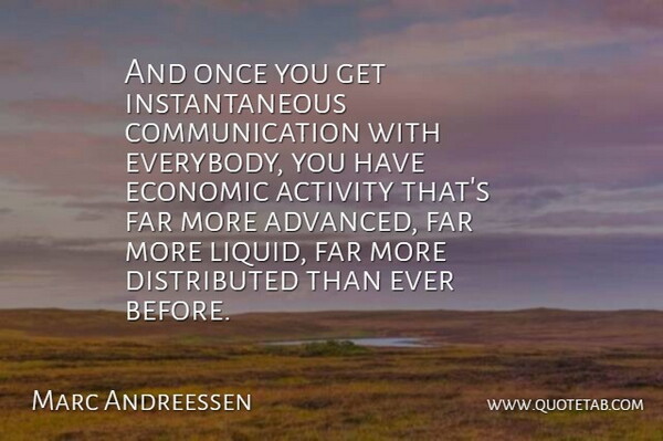 Marc Andreessen Quote About Communication, Far: And Once You Get Instantaneous...