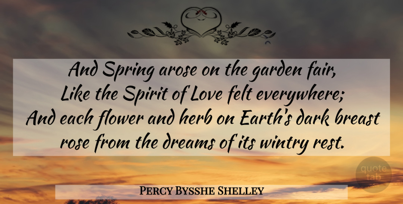 Percy Bysshe Shelley Quote About Dream, Spring, Flower: And Spring Arose On The...