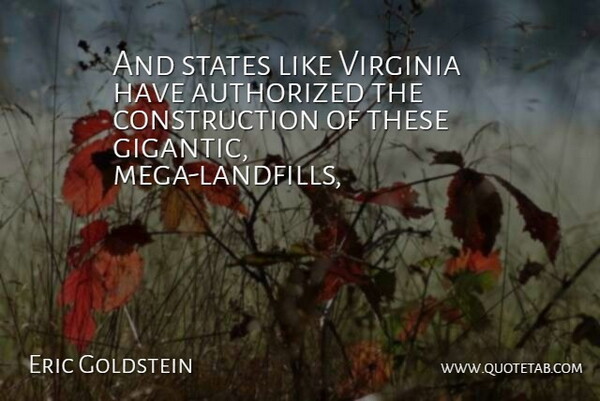 Eric Goldstein Quote About Authorized, States, Virginia: And States Like Virginia Have...