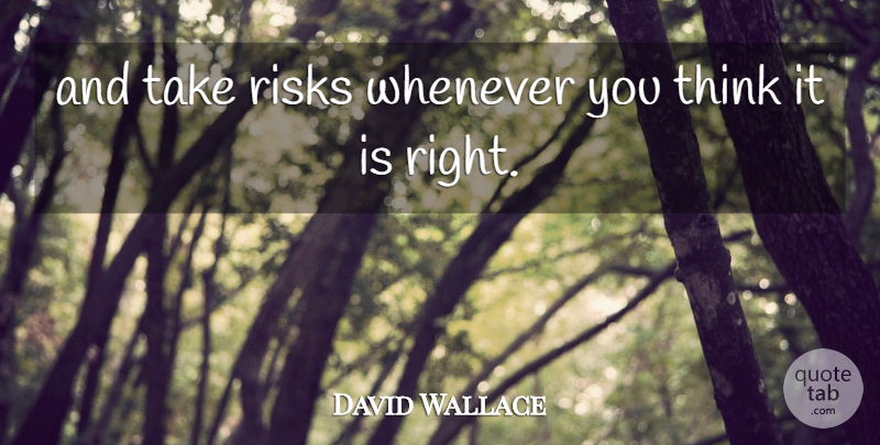 David Wallace Quote About Risks, Whenever: And Take Risks Whenever You...