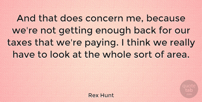 Rex Hunt Quote About Thinking, Looks, Doe: And That Does Concern Me...
