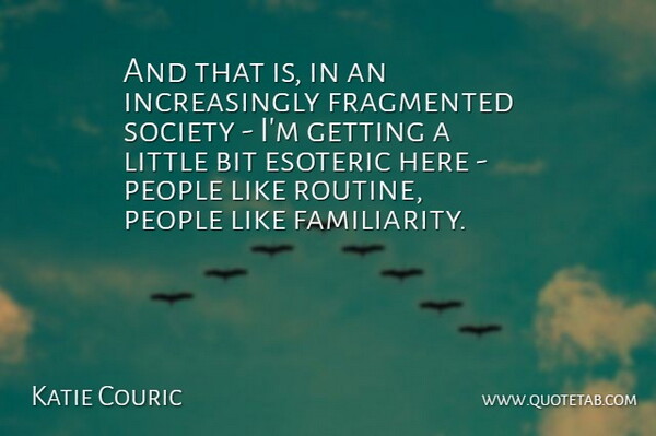 Katie Couric Quote About American Journalist, Bit, Esoteric, Fragmented, People: And That Is In An...