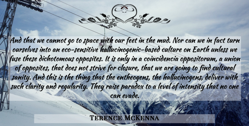 Terence McKenna Quote About Opposites, Feet, Space: And That We Cannot Go...