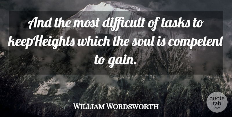 William Wordsworth Quote About Competent, Difficult, Soul, Tasks: And The Most Difficult Of...