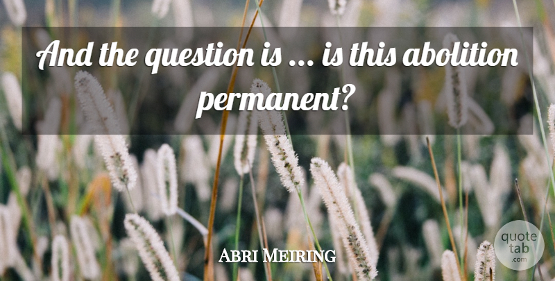 Abri Meiring Quote About Abolition, Question: And The Question Is Is...