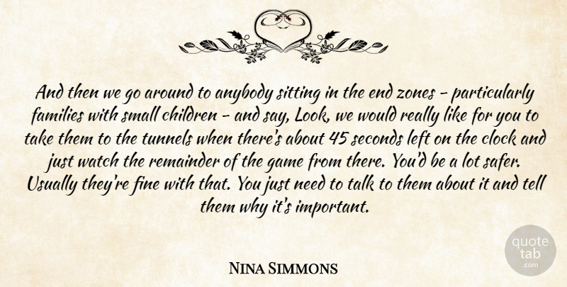 Nina Simmons Quote About Anybody, Children, Clock, Families, Fine: And Then We Go Around...