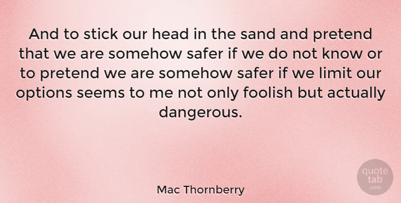 Mac Thornberry Quote About Limits, Sticks, Sand: And To Stick Our Head...