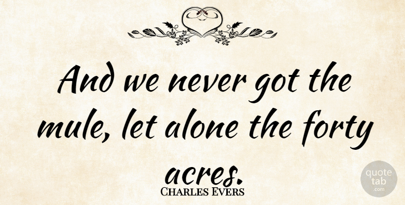 Charles Evers Quote About Alone, American Activist: And We Never Got The...