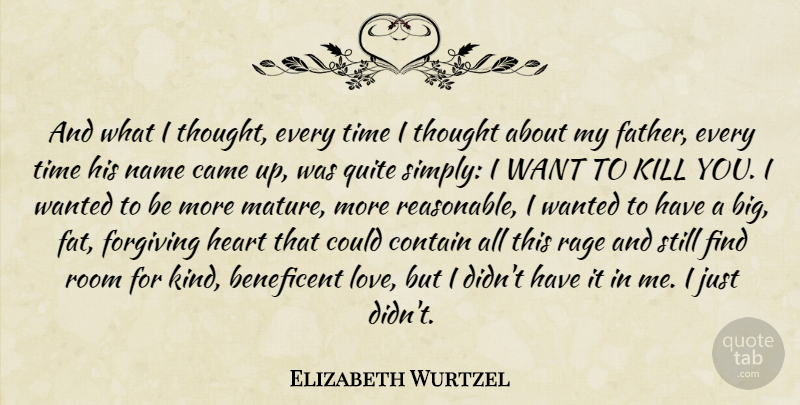 Elizabeth Wurtzel Quote About Father, Heart, Names: And What I Thought Every...