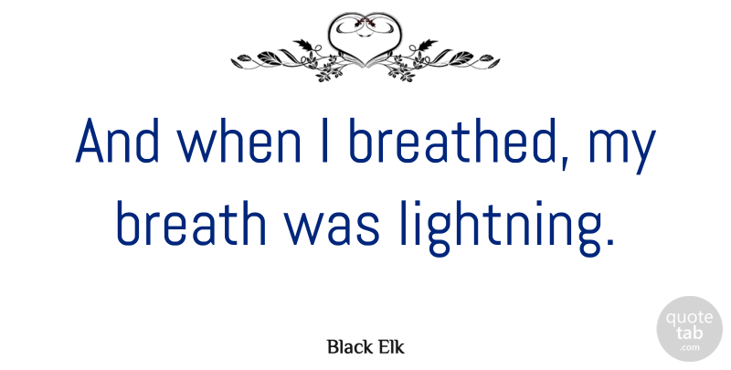 Black Elk Quote About Lightning, Breaths: And When I Breathed My...