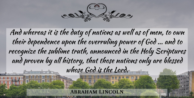 Abraham Lincoln Quote About Bible, God, Religious: And Whereas It Is The...