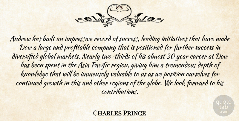 Charles Prince Quote About Almost, Andrew, Asia, Built, Career: Andrew Has Built An Impressive...