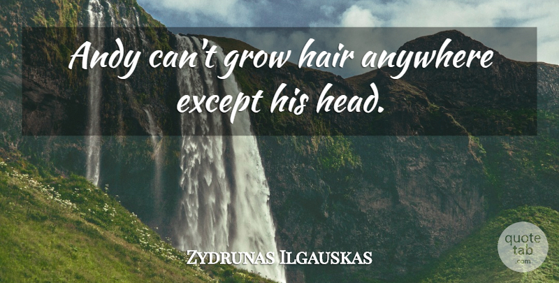 Zydrunas Ilgauskas Quote About Andy, Anywhere, Except, Grow, Hair: Andy Cant Grow Hair Anywhere...
