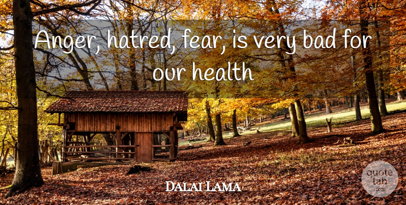 Dalai Lama Quote About Inspirational, Motivational, Hatred: Anger Hatred Fear Is Very...