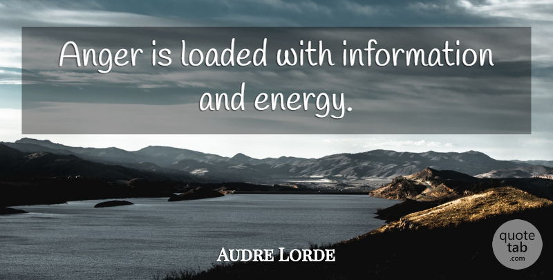 Audre Lorde Quote About Anger, Information, Energy: Anger Is Loaded With Information...