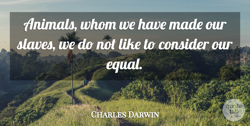 Charles Darwin Quote About Humility, Animal, Slave: Animals Whom We Have Made...