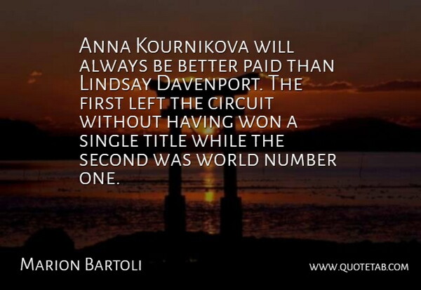 Marion Bartoli Quote About Numbers, World, Firsts: Anna Kournikova Will Always Be...