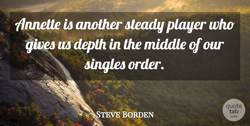 Steve Borden Quote About Depth, Gives, Middle, Player, Singles: Annette Is Another Steady Player...