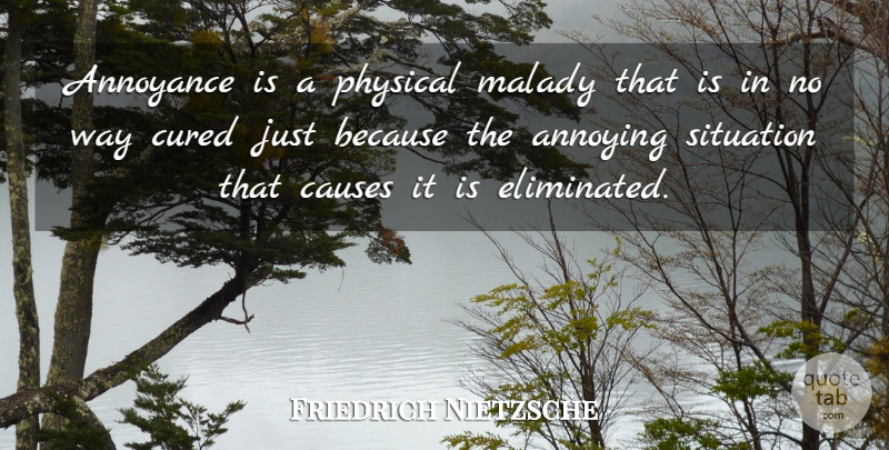 Friedrich Nietzsche Quote About Way, Causes, Annoying: Annoyance Is A Physical Malady...