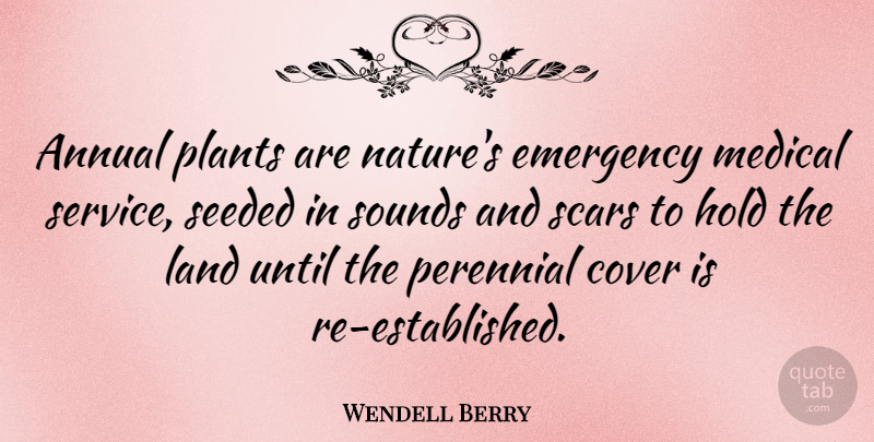 Wendell Berry Quote About Land, Emergencies, Sound: Annual Plants Are Natures Emergency...