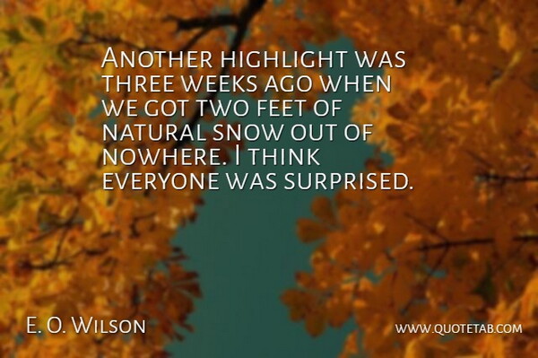 E. O. Wilson Quote About Feet, Highlight, Natural, Snow, Three: Another Highlight Was Three Weeks...
