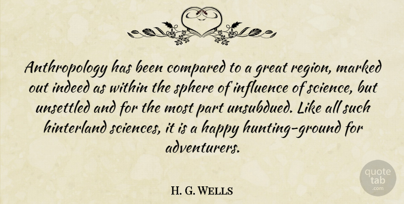 H. G. Wells Quote About Hunting, Sphere Of Influence, Spheres: Anthropology Has Been Compared To...