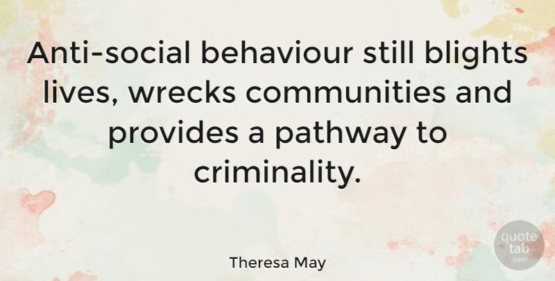 Theresa May Quote About Community, Behaviour, Wrecks: Anti Social Behaviour Still Blights...