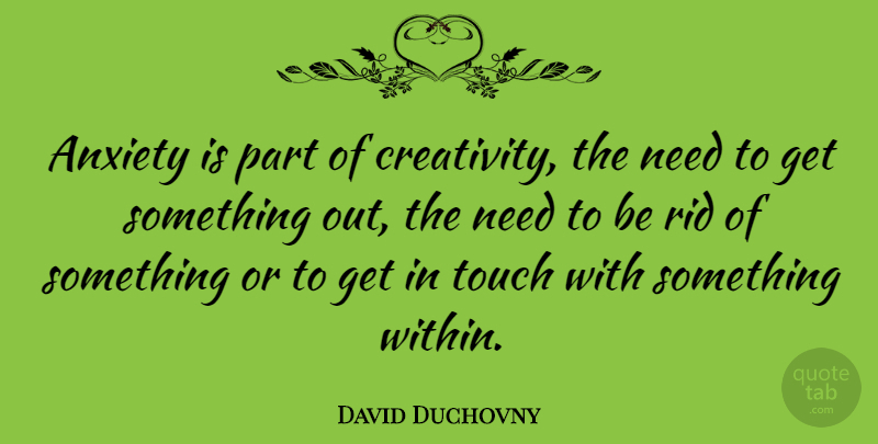 David Duchovny Quote About Creativity, Creative, Anxiety: Anxiety Is Part Of Creativity...