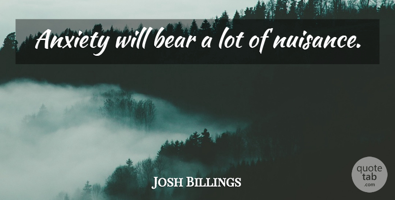 Josh Billings Quote About Anxiety, Bears, Nuisance: Anxiety Will Bear A Lot...