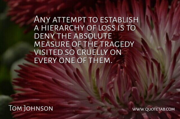 Tom Johnson Quote About Absolute, Attempt, Deny, Establish, Hierarchy: Any Attempt To Establish A...