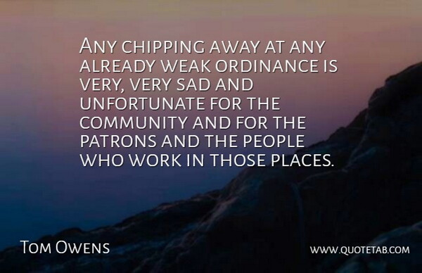 Tom Owens Quote About Chipping, Community, Ordinance, People, Sad: Any Chipping Away At Any...