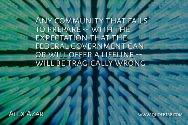 Alex Azar Quote About Community, Expectation, Fails, Federal, Government: Any Community That Fails To...