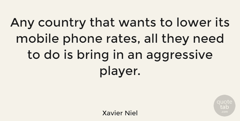 Xavier Niel Quote About Aggressive, Country, Lower, Wants: Any Country That Wants To...