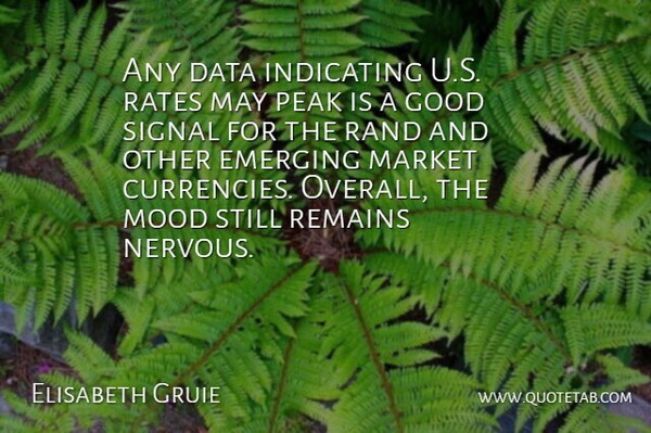 Elisabeth Gruie Quote About Data, Emerging, Good, Market, Mood: Any Data Indicating U S...