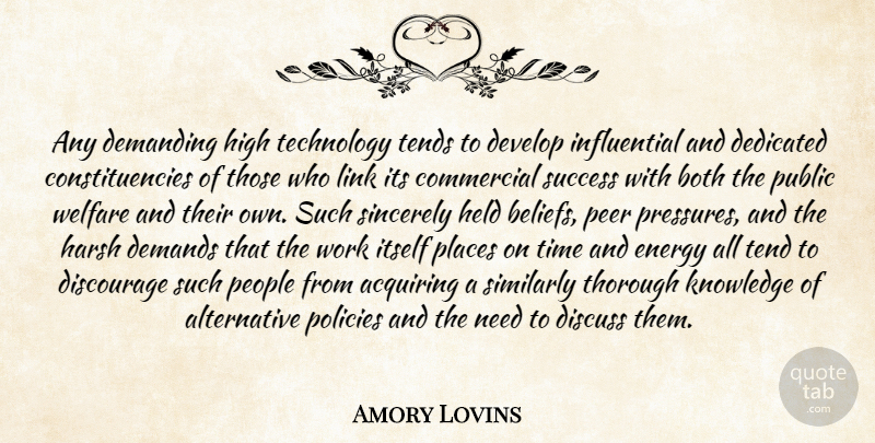Amory Lovins Quote About Technology, Thorough Knowledge, People: Any Demanding High Technology Tends...