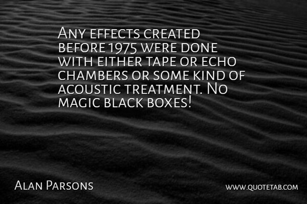 Alan Parsons Quote About Echoes, Magic, Black: Any Effects Created Before 1975...