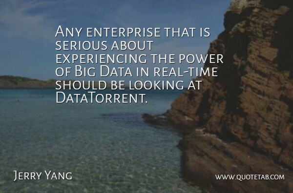 Jerry Yang Quote About Enterprise, Power, Serious: Any Enterprise That Is Serious...