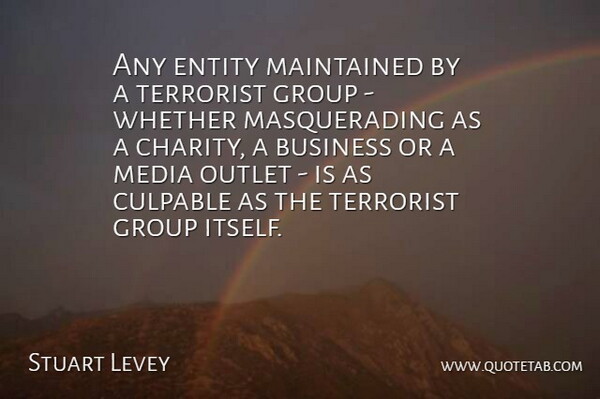 Stuart Levey Quote About Business, Entity, Group, Maintained, Media: Any Entity Maintained By A...