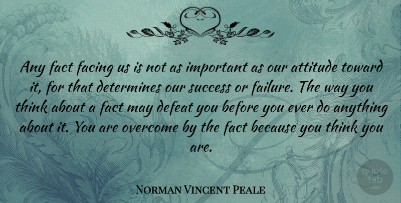 Norman Vincent Peale Quote About Inspirational, Motivational, Positive: Any Fact Facing Us Is...