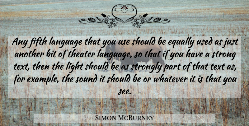 Simon McBurney Quote About Strong, Light, Theatre: Any Fifth Language That You...