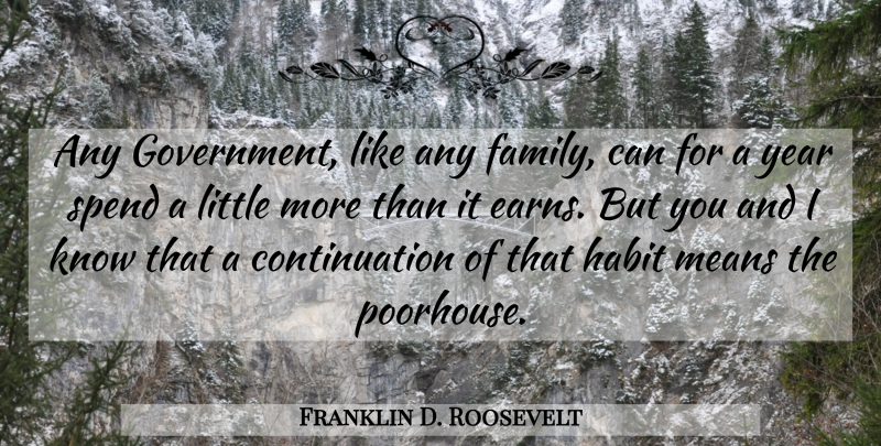 Franklin D. Roosevelt Quote About Mean, Years, Government: Any Government Like Any Family...