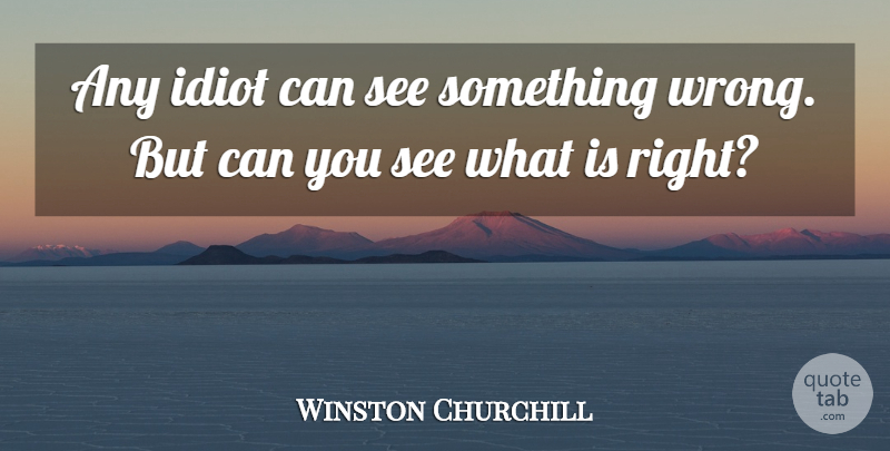 Winston Churchill Quote About Idiot: Any Idiot Can See Something...