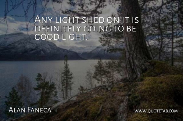 Alan Faneca Quote About Definitely, Good, Light, Shed: Any Light Shed On It...
